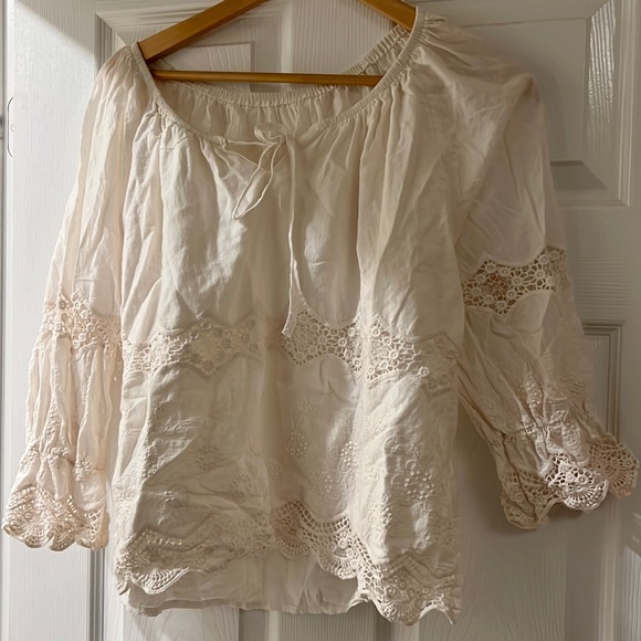 Embroidered crochet white top Freesize - Picture 1 of 2